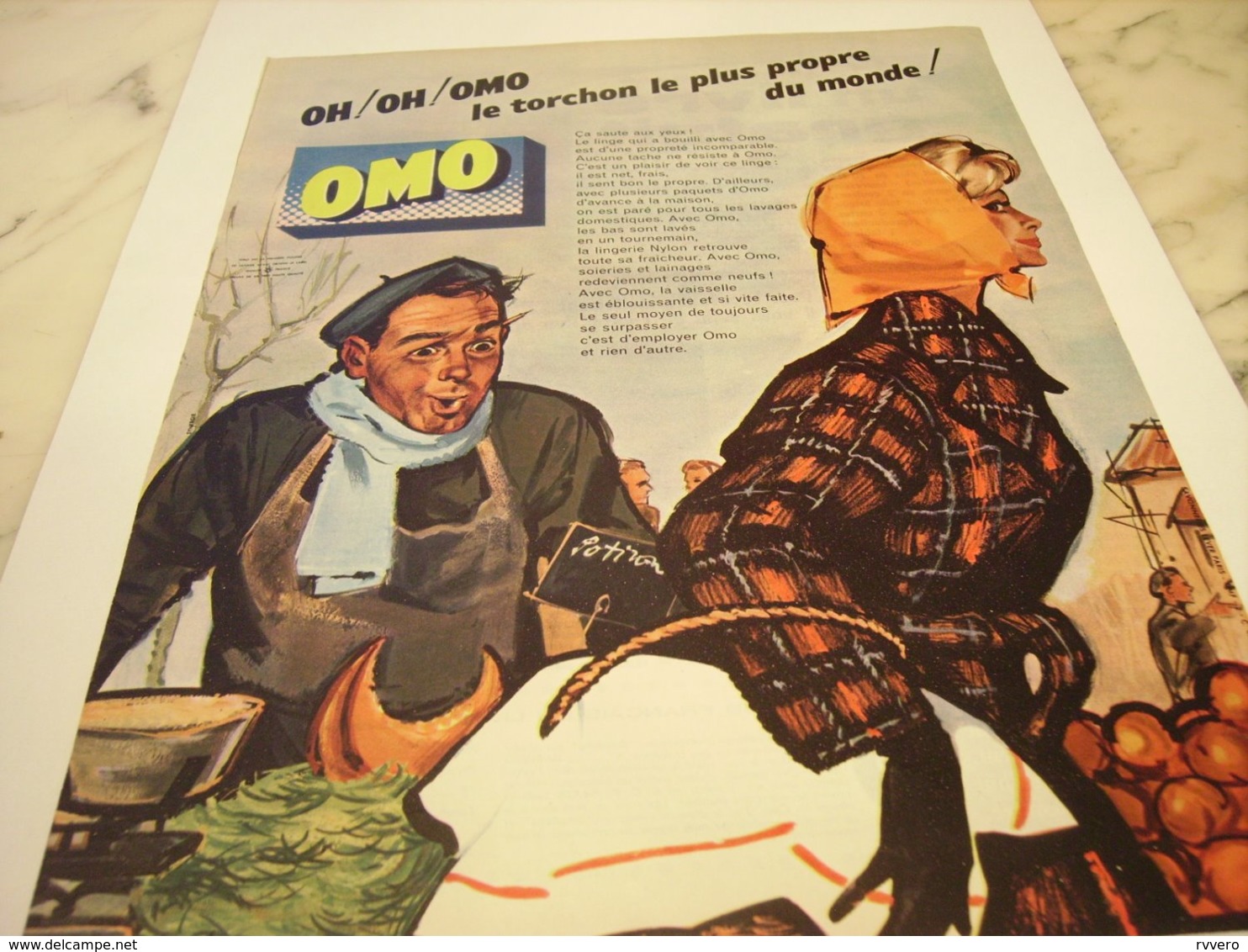 ANCIENNE PUBLICITE LE TORCHON LE PLUS PROPRE OMO  1960 - Autres & Non Classés