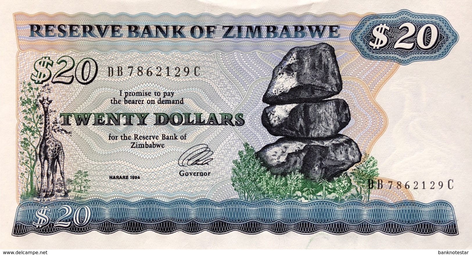 Zimbabwe 20 Dollars, P-4d (1994) - AUNC - Sign.3 - Simbabwe