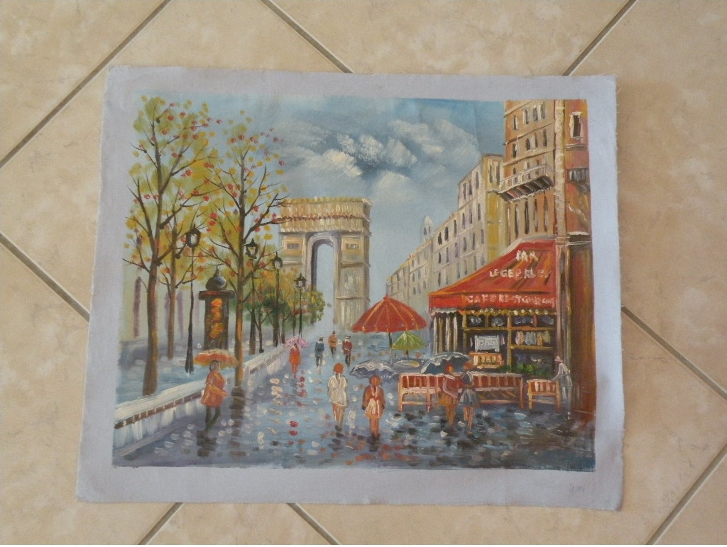 Paris, Arc De Triomphe  - Peinture à L'Huile Sur Toile 59cm X 49cm - Huiles