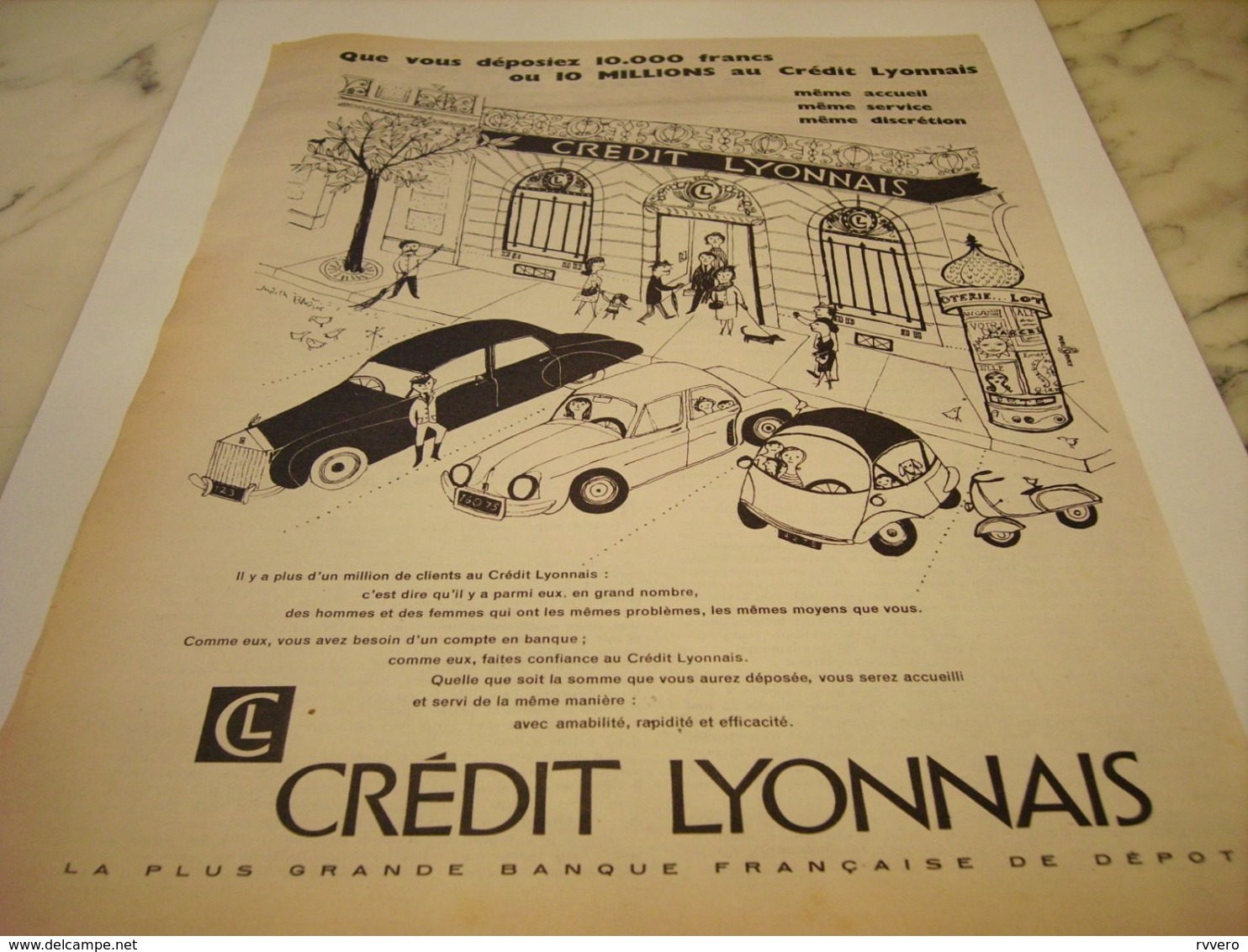 ANCIENNE  PUBLICITE UNE AGENCE BANQUE CREDIT LYONNAIS  1959 - Autres & Non Classés
