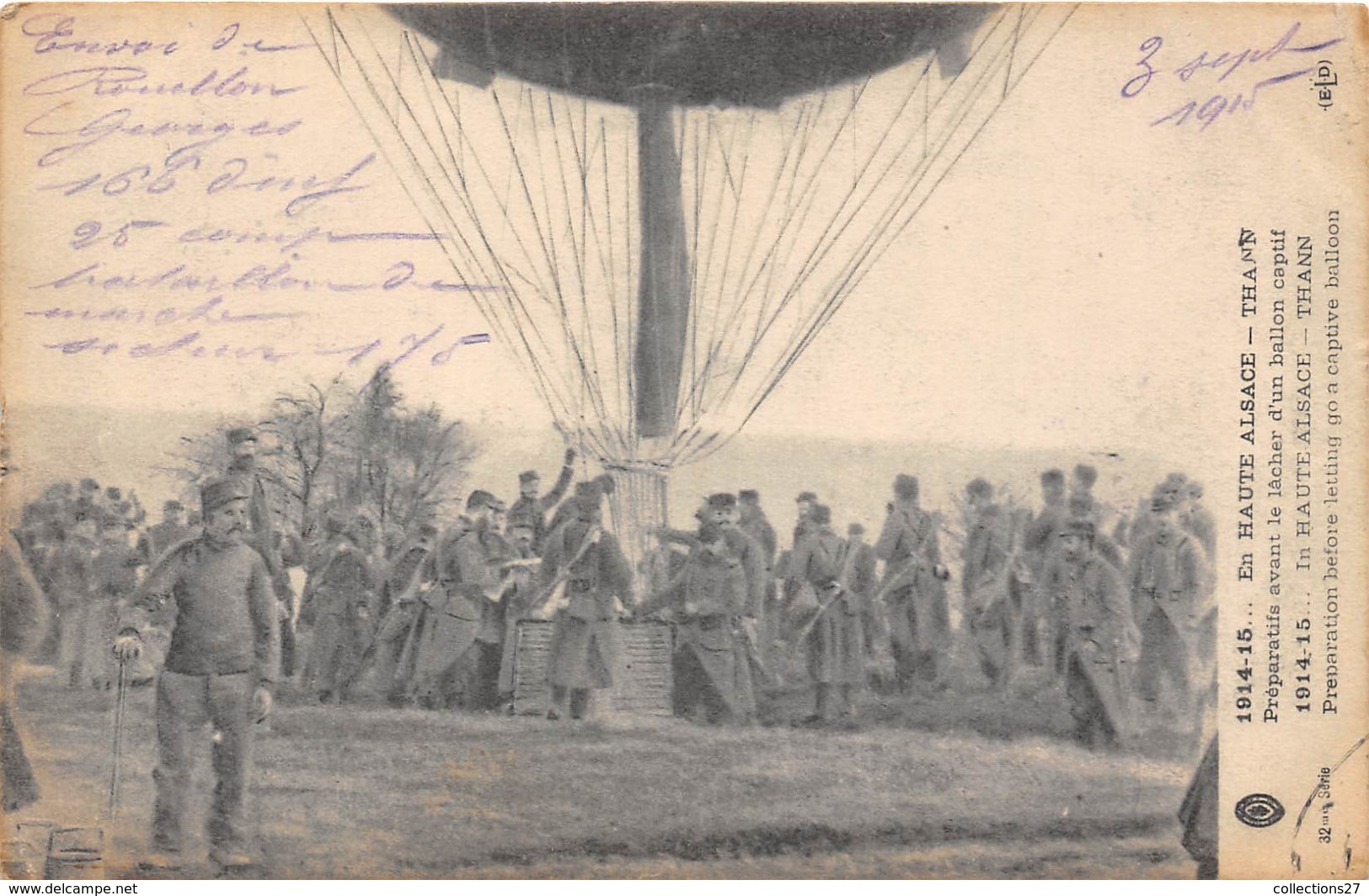 68-THANN- 1914/15 PREPARATIFS AVANT LE LÂCHET D'UN BALLON CAPTIF - Thann