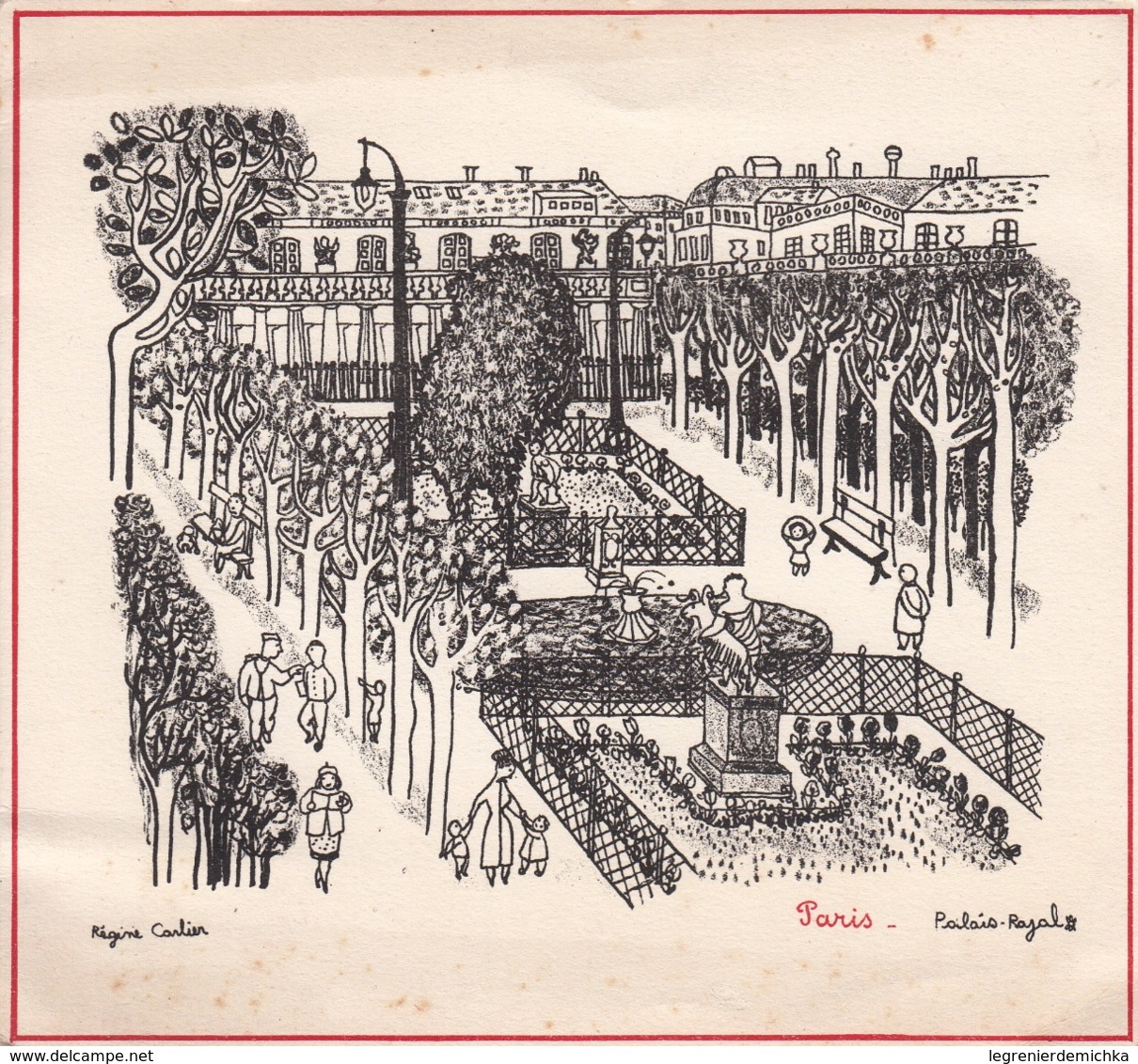 Carte Postale MEILLEURS VOEUX - Paris Palais-Royal - Illustratrice Régine CARLIER - Année 1954 - Nouvel An