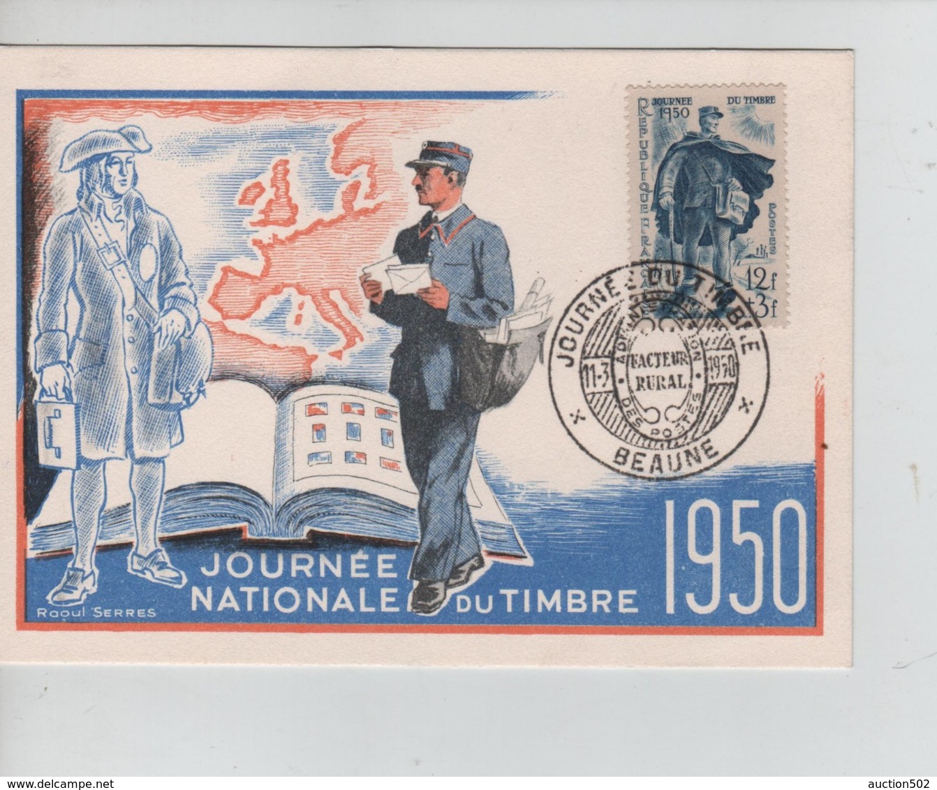 PR7174/ TP 863 Journée Nationale Du Timbre 1950 C.Journée Du Timbre 11/3/50 Facteur Rural Beaune - 1934-1951