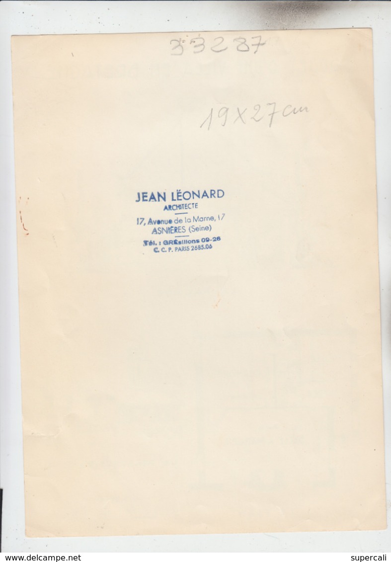 RT33.287  PROJET D'UNE VILLA EN BRETAGNE.FACADE. PLAN.PERSPECTIVE.SIGNE GUY 1960 CACHET J. LEONARD ARCHITECTE - Autres & Non Classés
