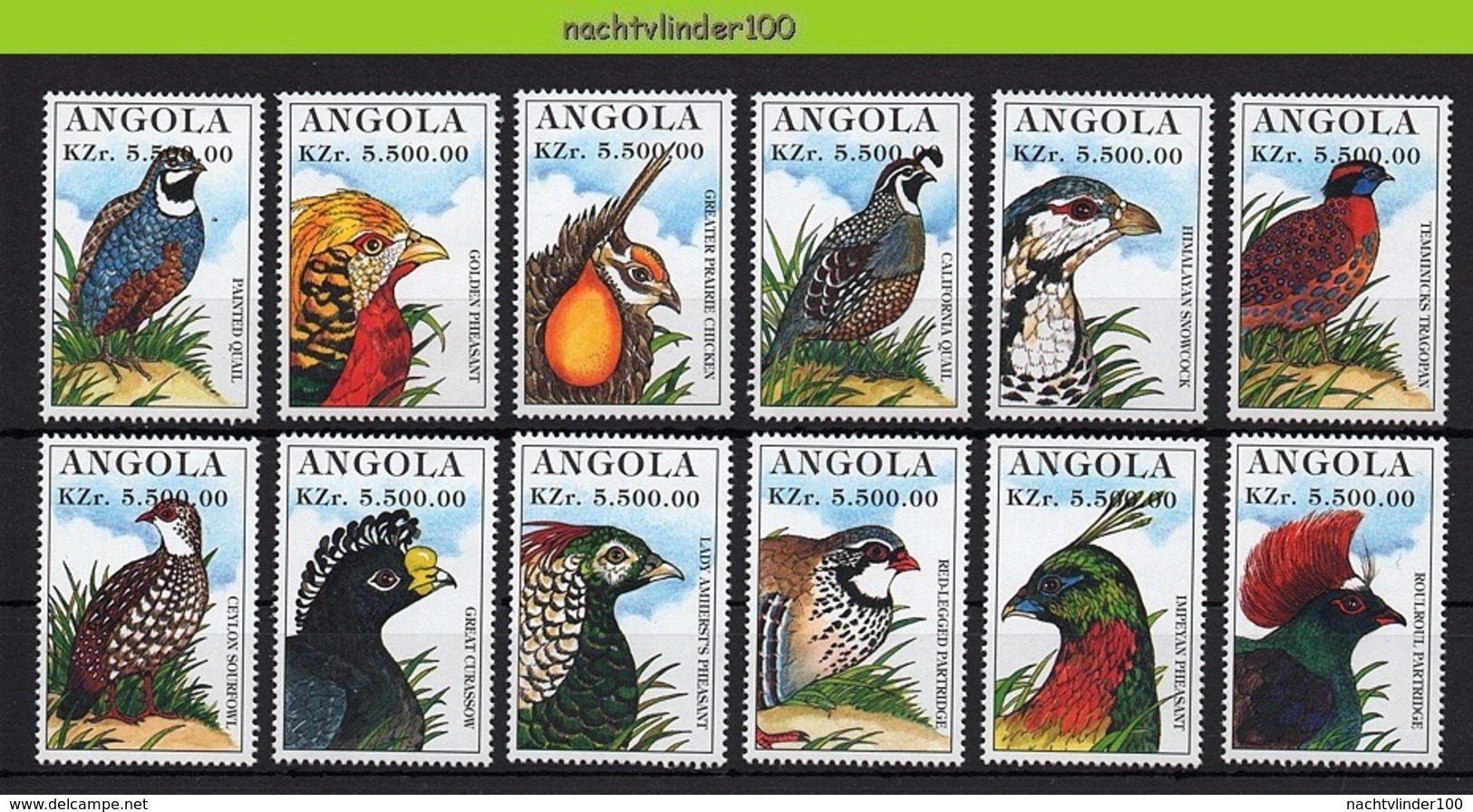 Nff045 FAUNA VOGELS FAZANT PATRIJS PARTRIDGE PHEASANT QUAIL BIRDS VÖGEL AVES OISEAUX 1996 PF/MNH - Sonstige & Ohne Zuordnung