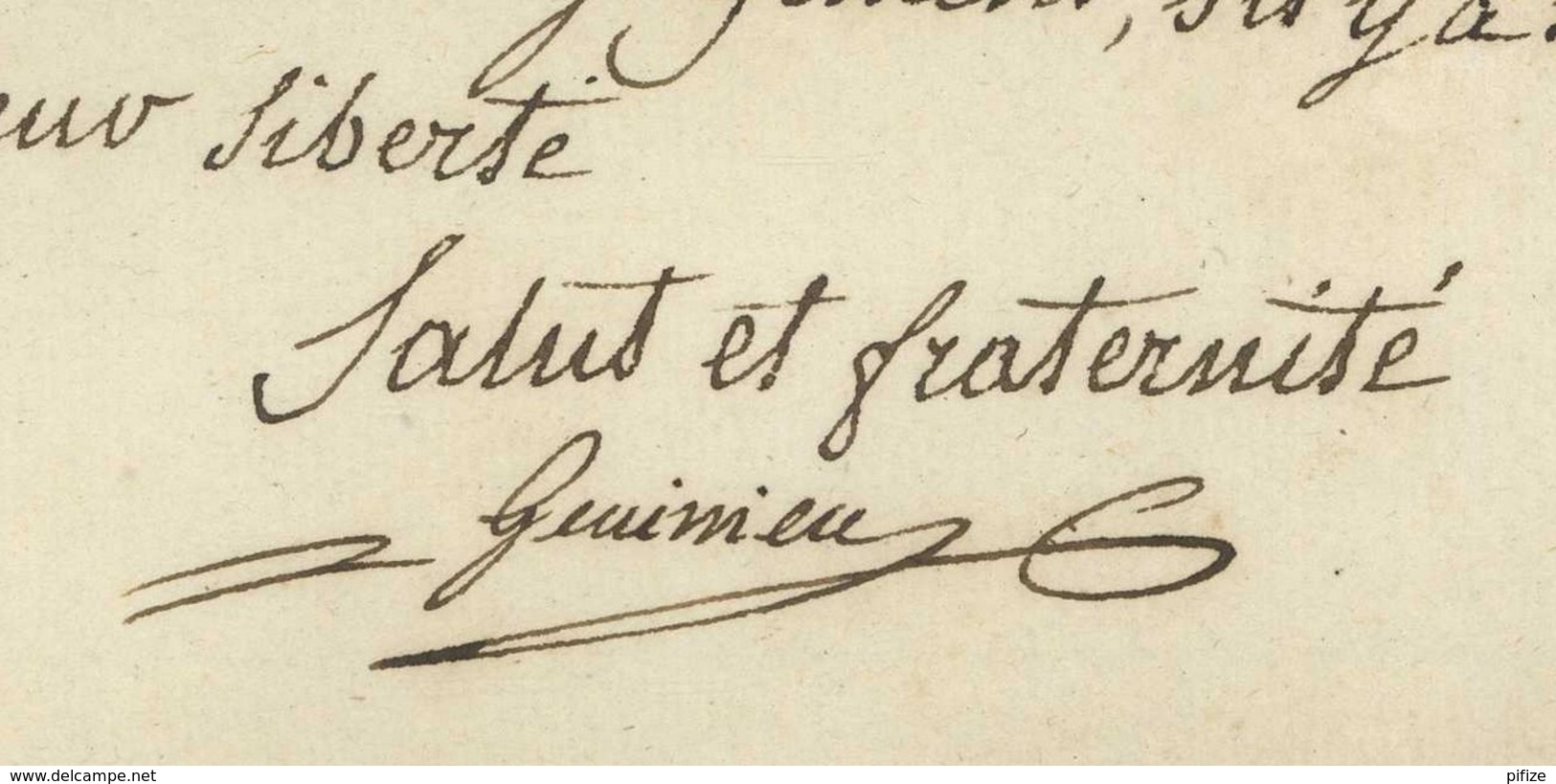 LS Jean-Joseph-Victor Génissieu Ministre De La Justice . Cultivateur Bigot De Jumelles Détenu Pour Chouannerie . 1796 . - Autres & Non Classés