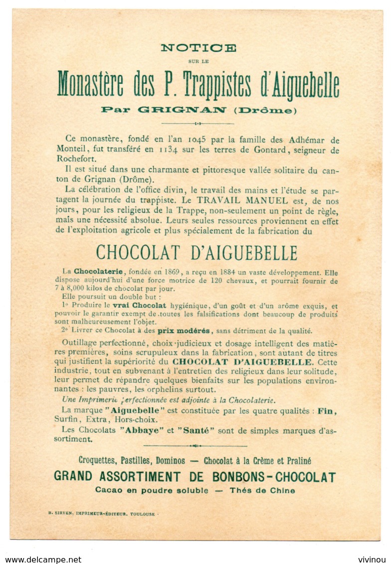 Chromo Chocolat Aiguebelle Venise Ville Italie Pays Grand Canal Vapeur Mode Transport Voyageur Lith Sirven Grand Format - Aiguebelle