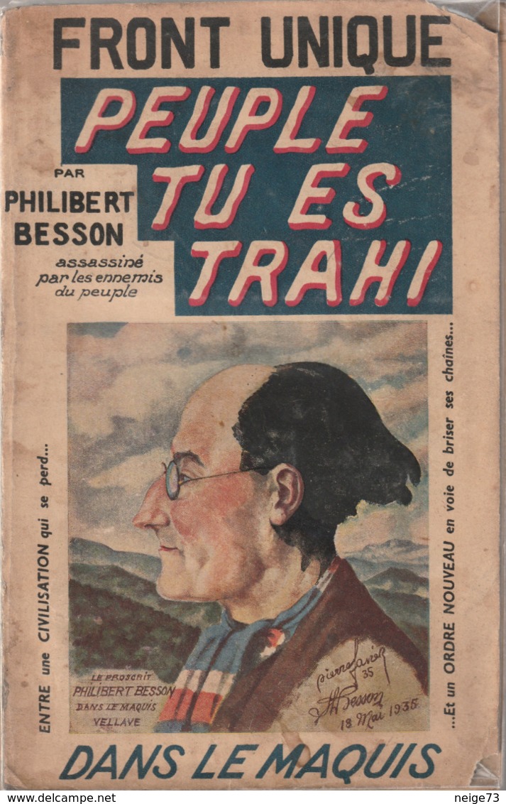 Livre Ancien - Front Unique - Philibert Besson - Peuple Tu Es Trahi - Envoi De L'auteur - Marxisme - Communisme - 1901-1940