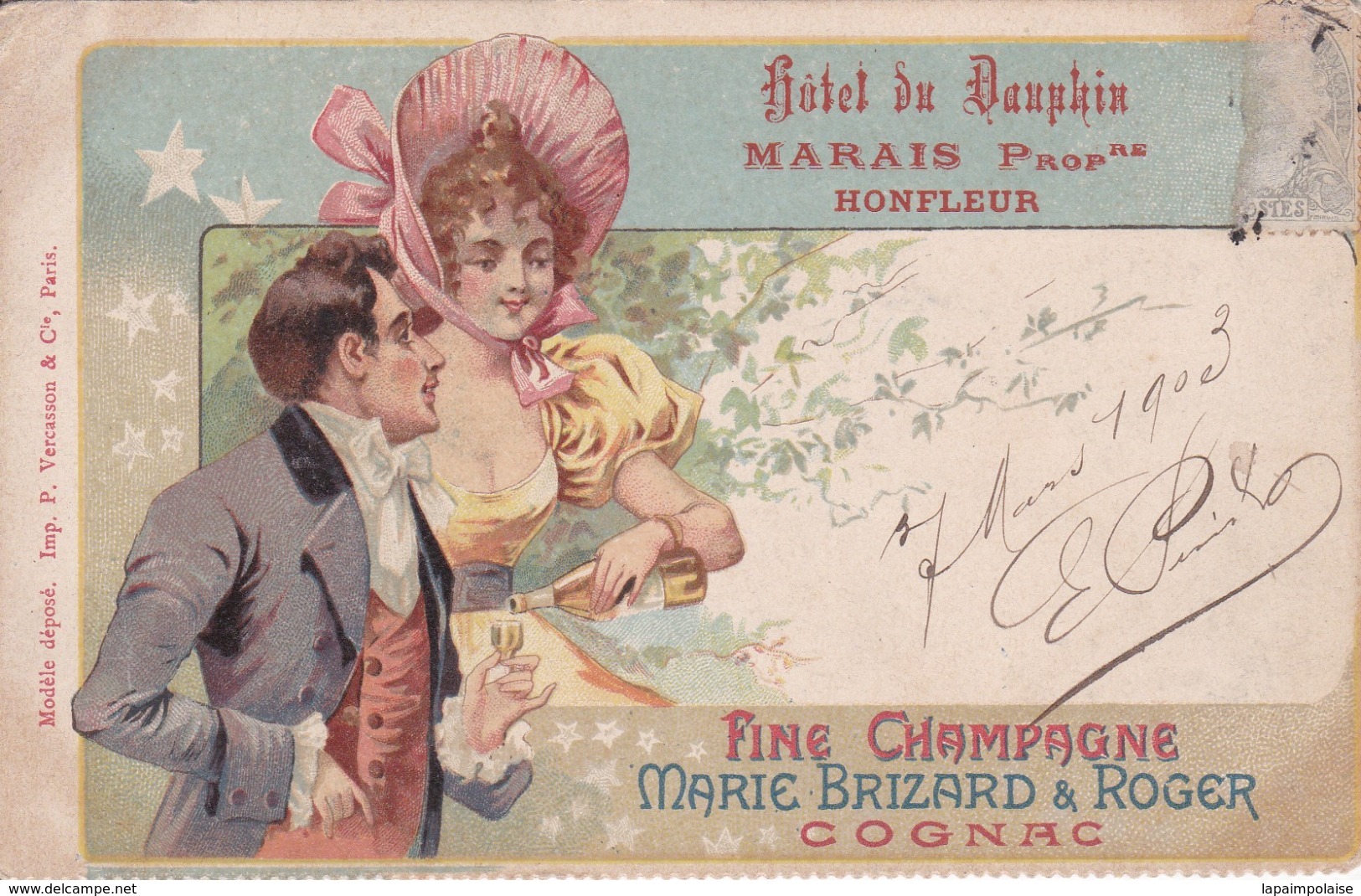 [14] Calvados > Honfleur Hotel Du Dauphin Proprietaire Marais Carte Commerciale Marie Brizard Précurseur - Honfleur