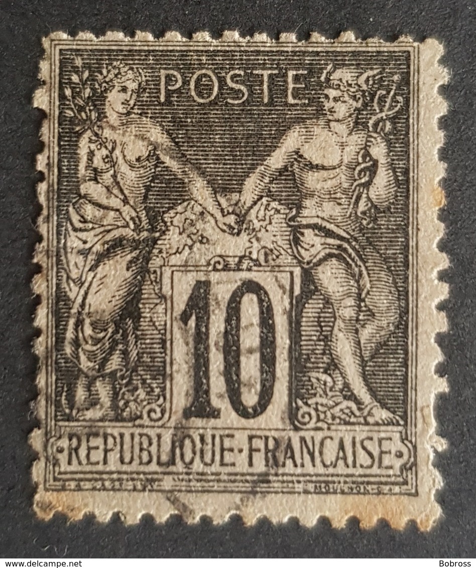 1876-1900, Sage, Pax And Mercur, Type L, 10c, Noir Sur Lilas, France, Empire Française - 1876-1878 Sage (Type I)