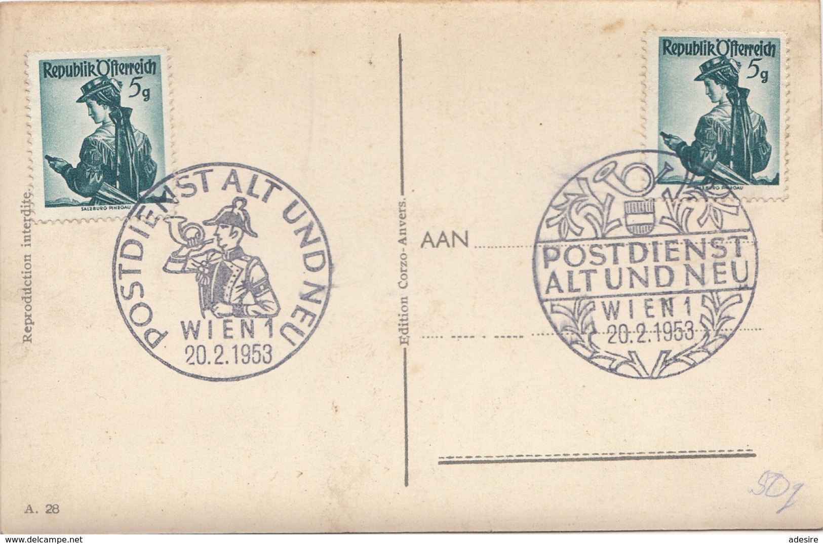 ANTWERPEN STADHUIS ANVERS HOTEL DE VILLE Um 1930, Frankiert Mit 2x5 Gro Ö + 2 Sonderstempel 1953 - Antwerpen