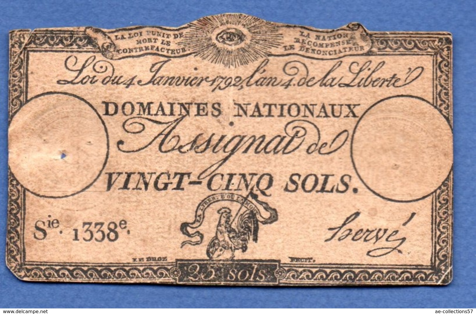 Assignat De 25 Sols - Assignats & Mandats Territoriaux