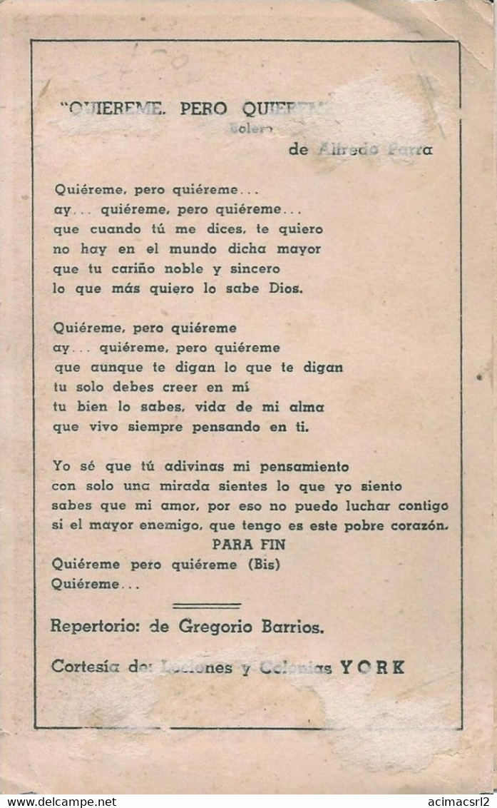 X2037 GREGORIO BARRIOS Argentina Tango Singer With Autograph Dedicacee Publicity Photo 1940' Colonia YORK - Fotos Dedicadas