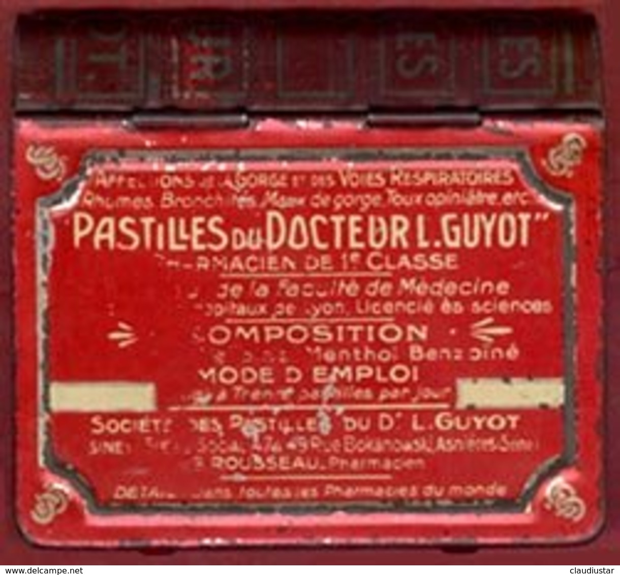 ** BOITE  PASTILLES  Du  DOCTEUR  GUYOT ** - Scatole/Bauli