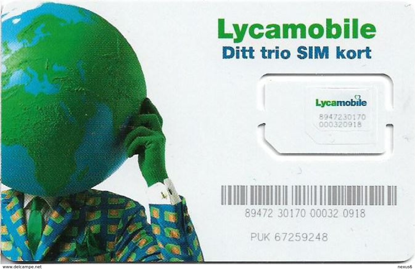 Norway - Lycamobile - Ditt Trio SIM Kort GSM SIM6 Mini-Micro-Nano, Mint - Norwegen