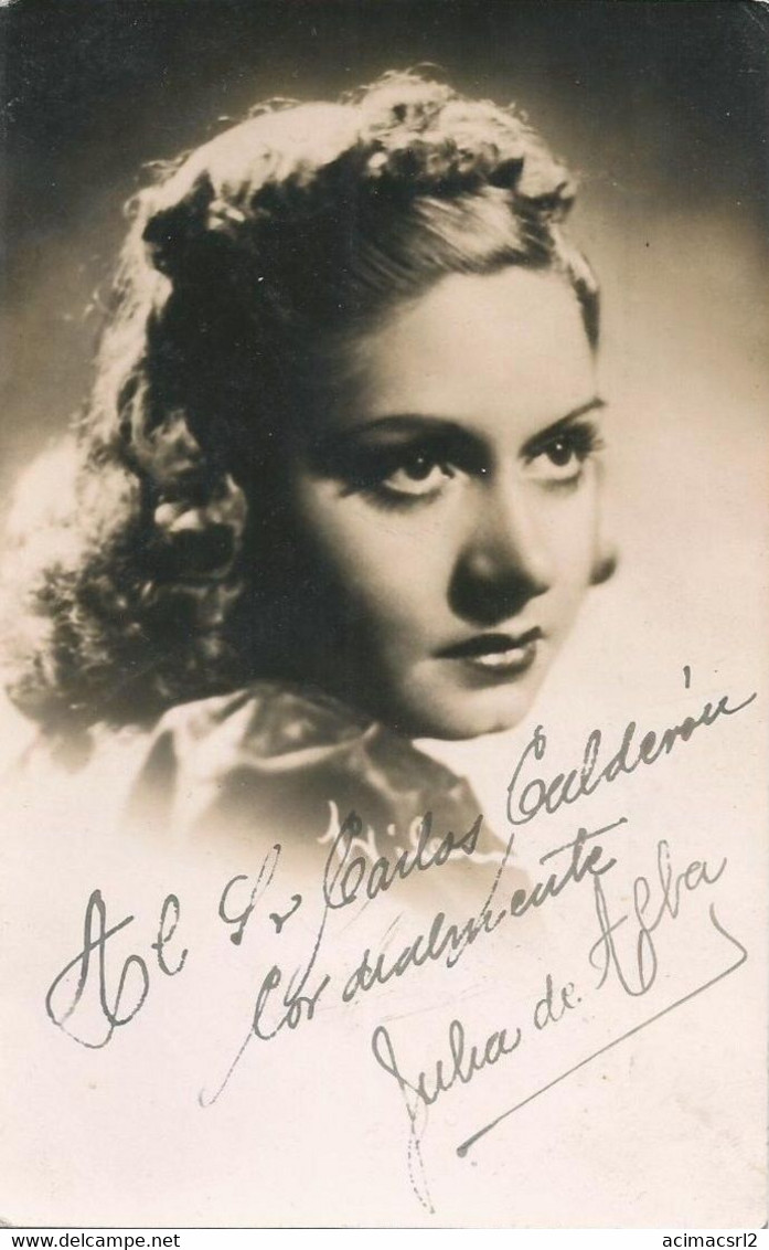 X2039 JULIA DE ALBA Argentina Actress With Autograph Dedicacee Hand Signed Photo Postcard 1940' - Fotos Dedicadas