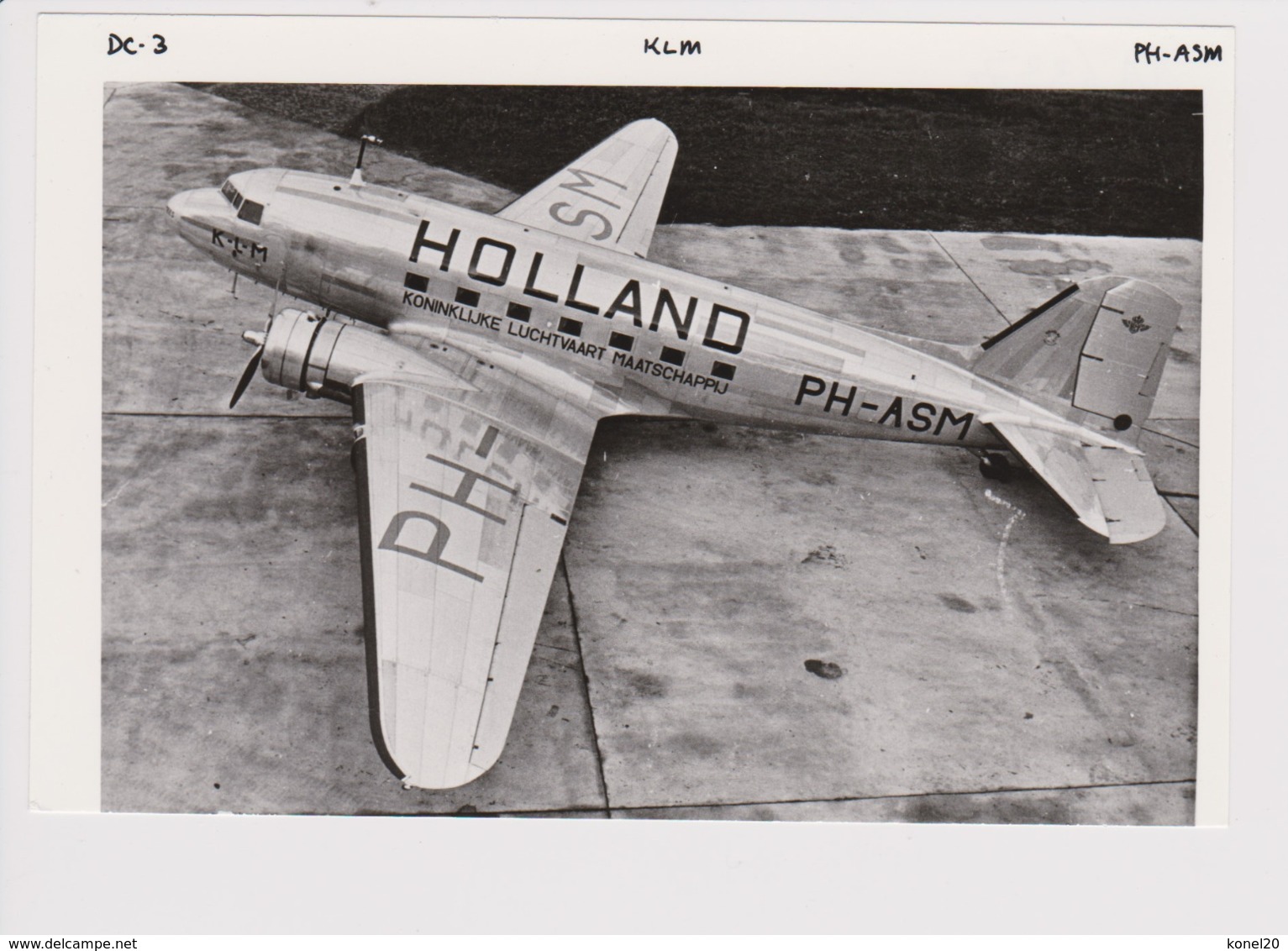Photo KLM K.L.M Royal Dutch Airlines Douglas Dc-3 " Aircraft - 1919-1938: Between Wars