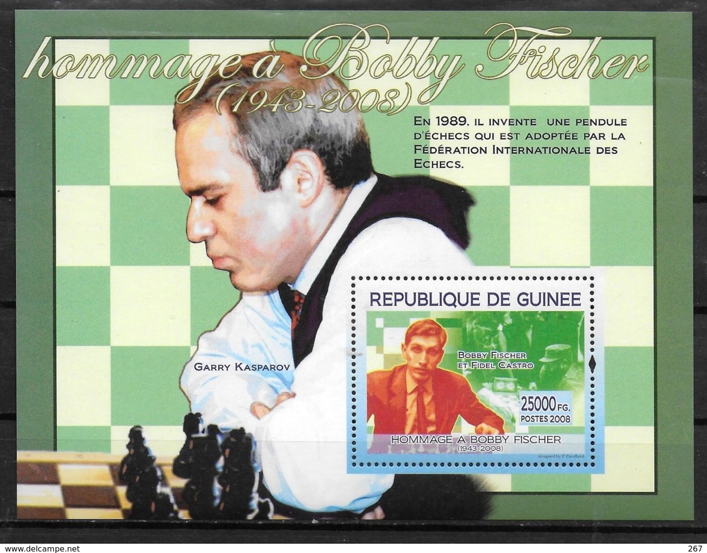 GUINEE BF 826 * * ( Cote  13e )  Echecs Fischer Castro - Scacchi