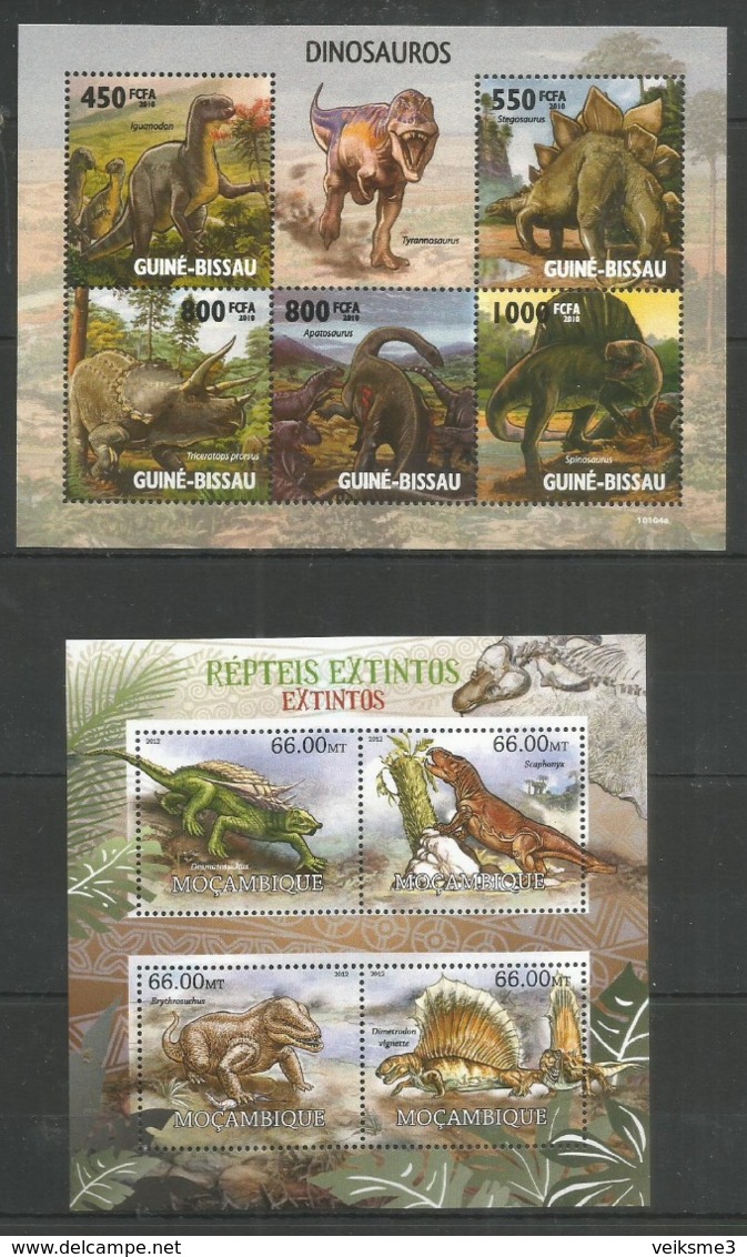 GUINEA BISSAU - MOZAMBIQUE - 2012 - MNH - Animals - Prehistorics - Dinosaurs - Prehistóricos