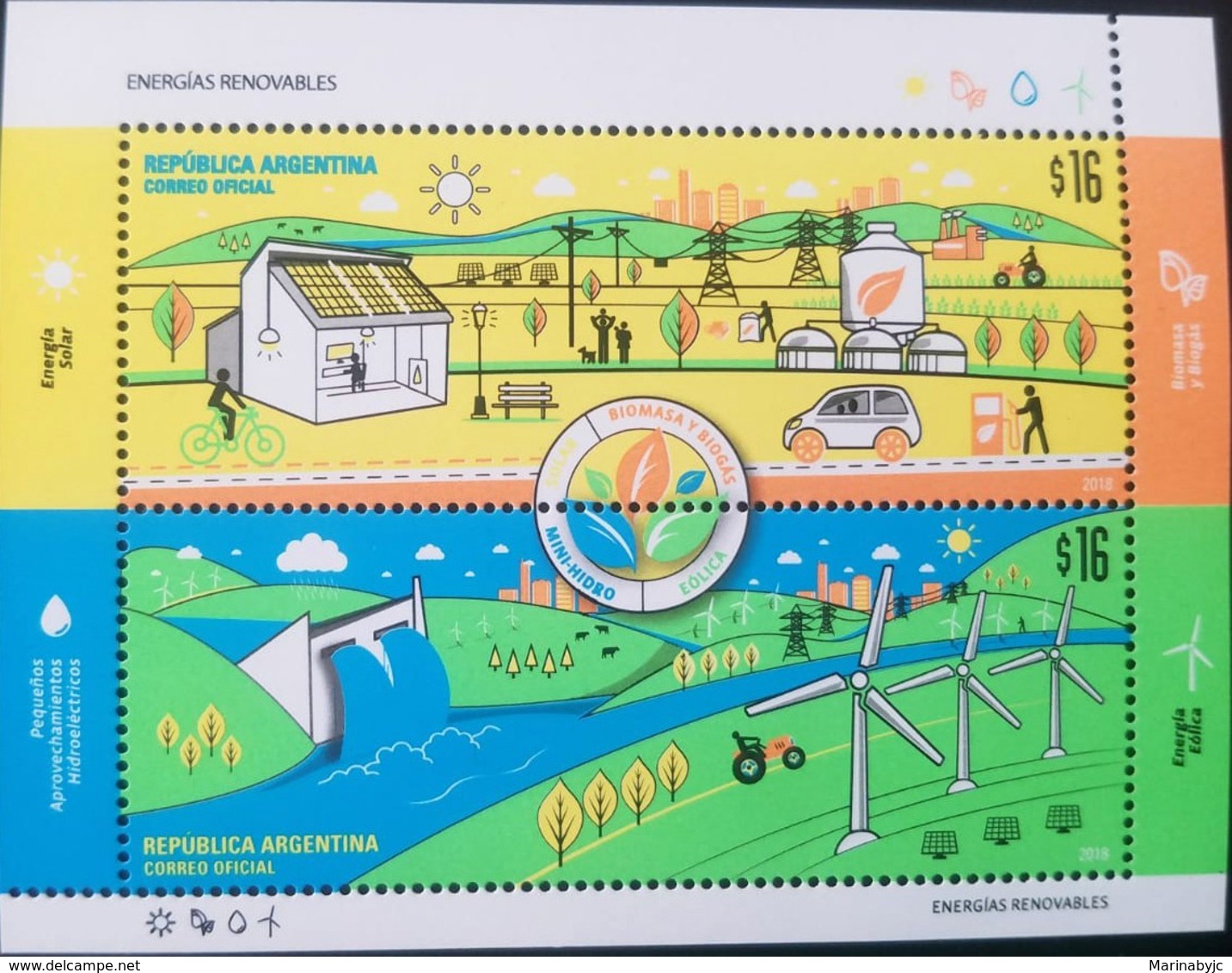 V) 2018 ARGENTINA, RENEWABLE ENERGY, EOLIC SOLAR ENERGY, HYDROELECTRIC, SOUVENIR SHEET, MNH - Unused Stamps