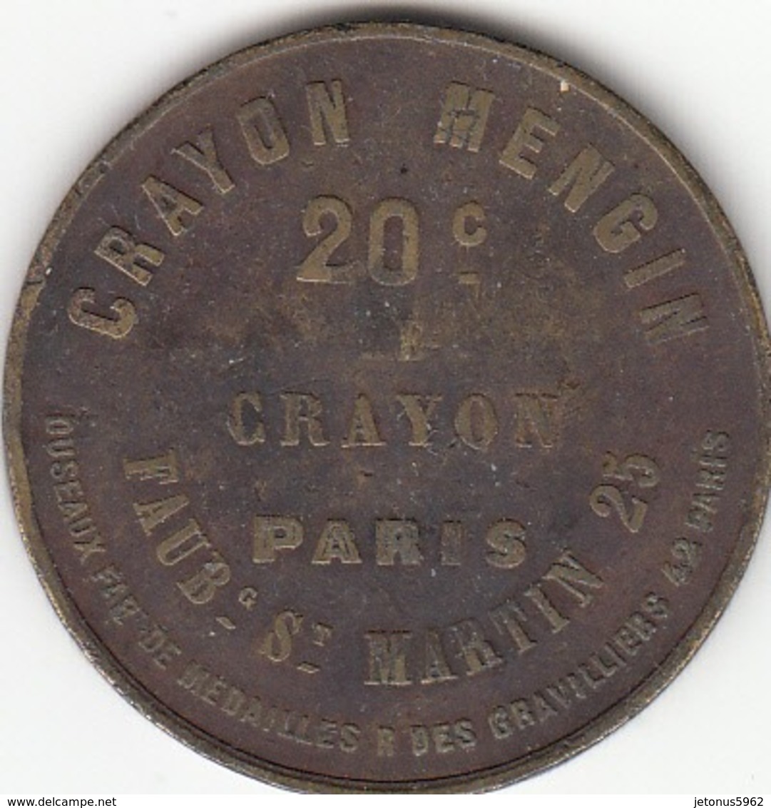 PARIS Jeton Publicitaire Crayon Mengin, "grand Module" 34 Mm - Sonstige & Ohne Zuordnung