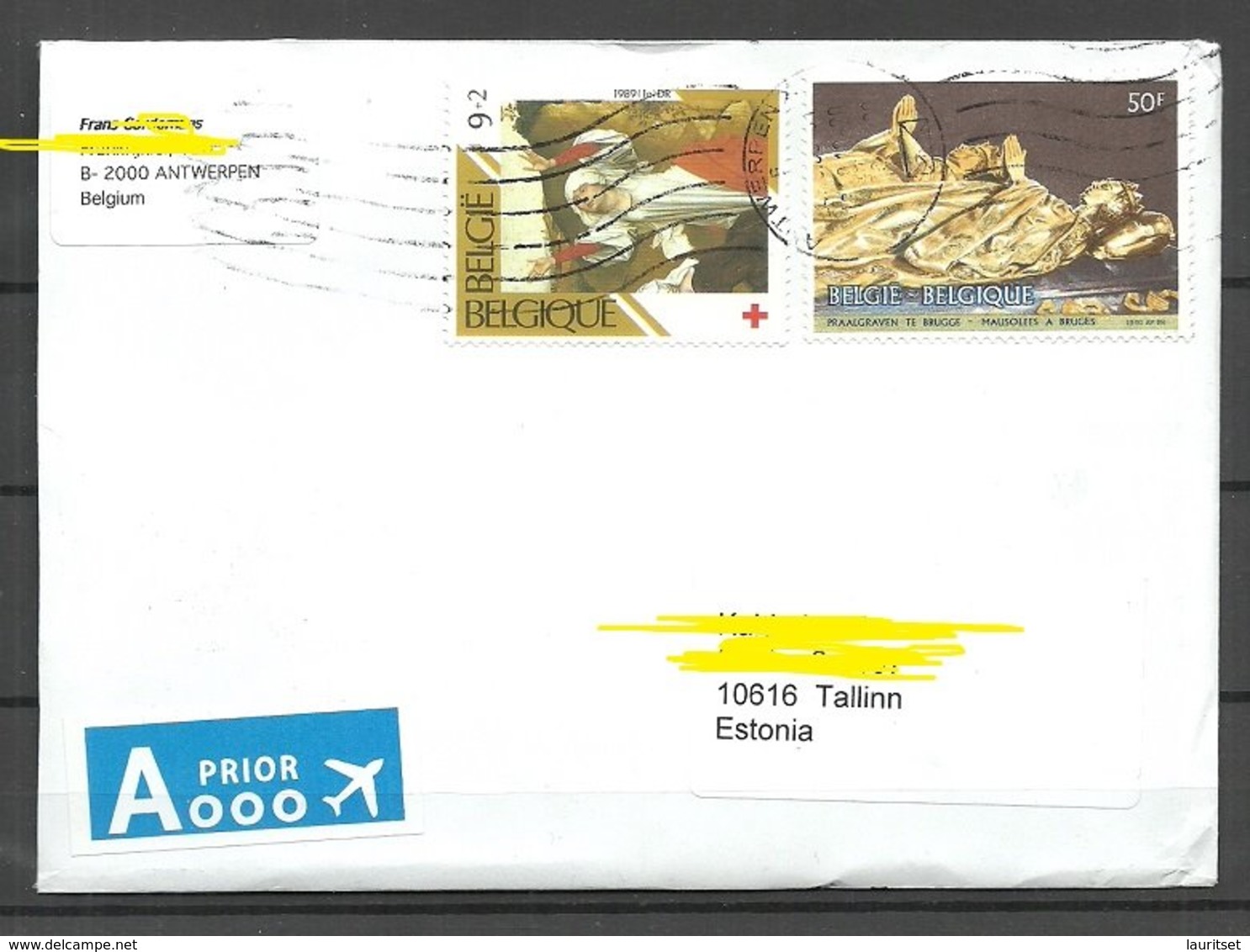 BELGIUM Belgien 2019 Air Mail Cover To Estonia - Covers & Documents