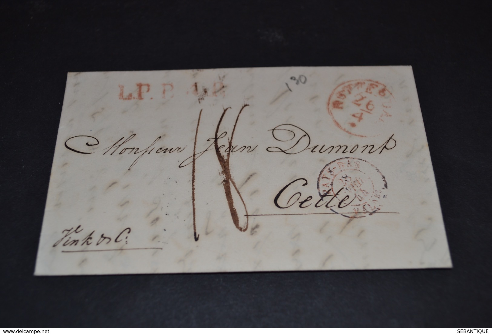 Lettre 1844 Rotterdam Pour Cette Cachet Pays Bas - 1801-1848: Précurseurs XIX