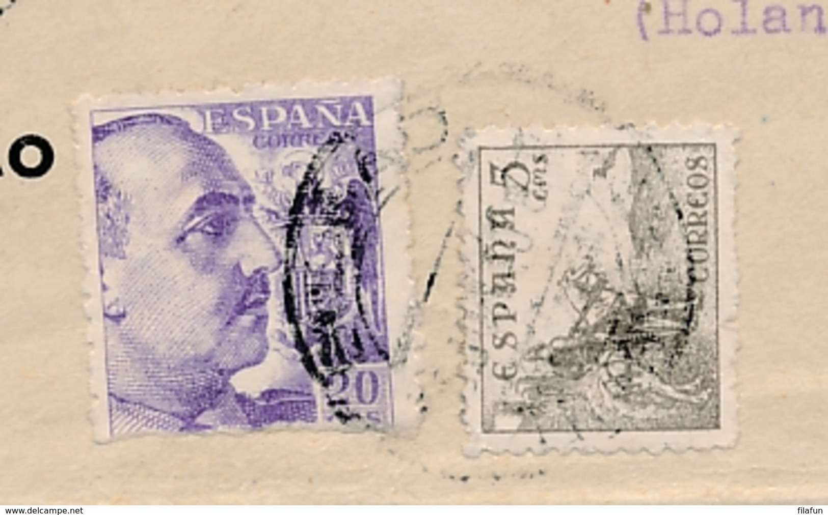 Espana - 1940 - 8 Stamps On Cover From Bilbao - Censura Militar - Insufficient For Airmail - German Censor To Amsterdam - Briefe U. Dokumente