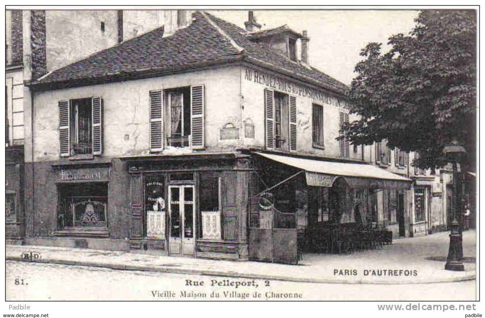 Carte Postale 75. Paris Restaurant "Au Rendez-vous Des Pensionnaires " Rue Pelleport Village Charonne Très Beau Plan - Autres & Non Classés