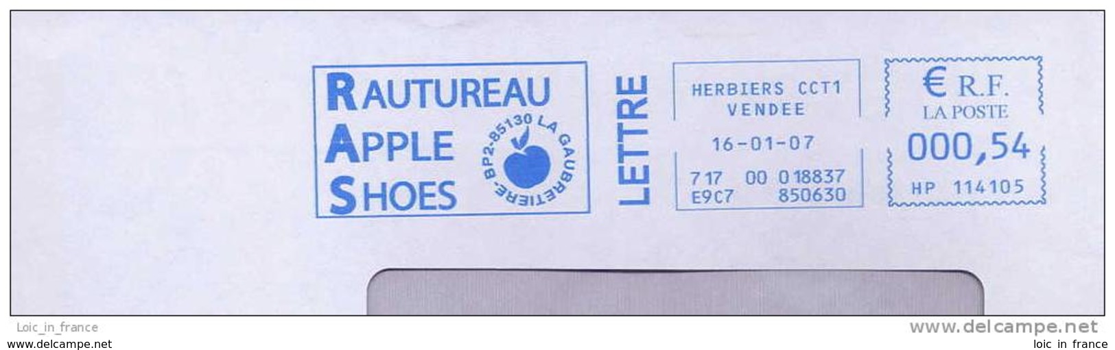 EMA Sur Lettre (slogan Meter On Cover) Apple Pomme Les Herbiers 85 Vendée - Frutas