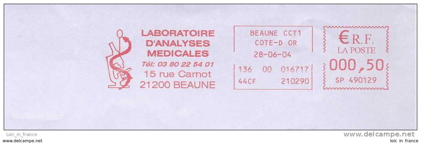 EMA Sur Lettre (slogan Meter On Cover) Biology Microscope Beaune 21 Cote D'Or - EMA ( Maquina De Huellas A Franquear)