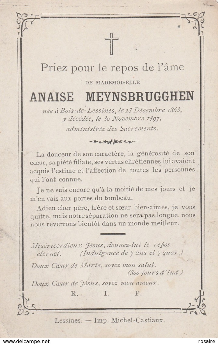 Anaise  Meynsbrugghen-bois-de-lessines 1863-1897 - Devotion Images