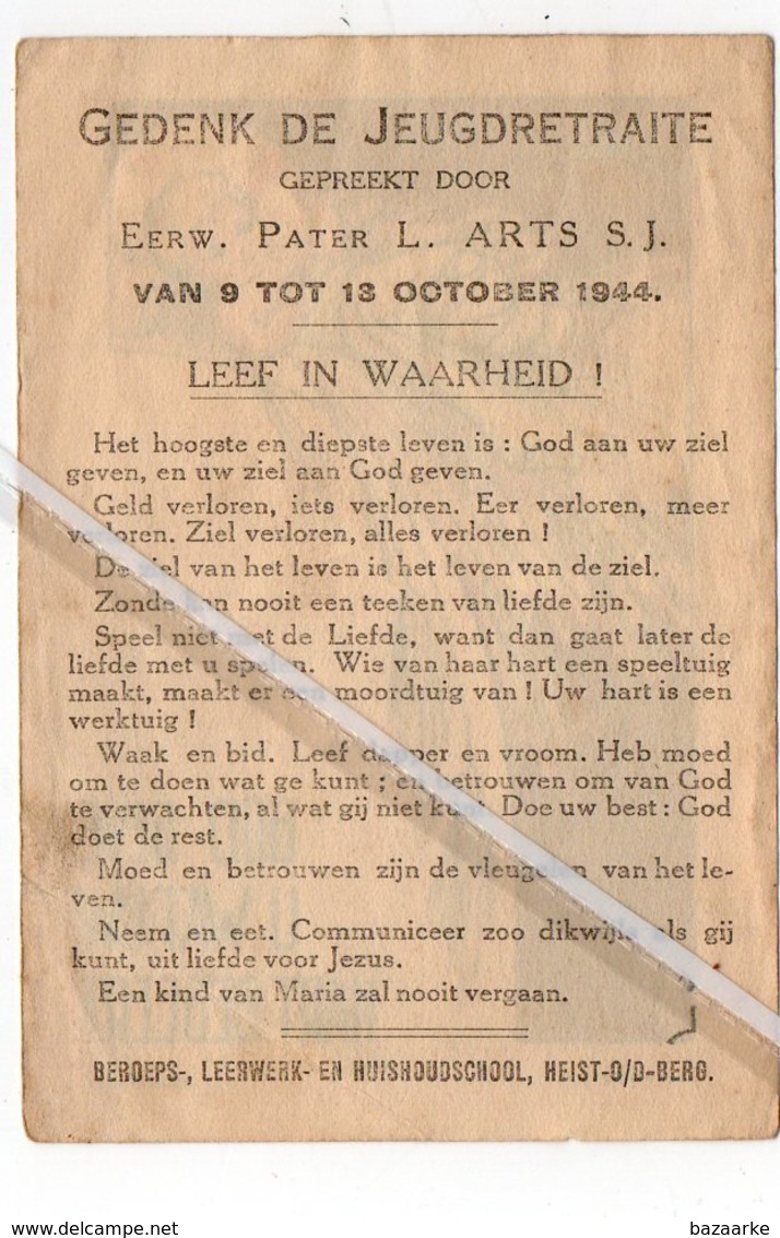 JEUGDRETRAITE HUISHOUDSCHOOL HEIST- OP- DEN- BERG 1944 - Images Religieuses