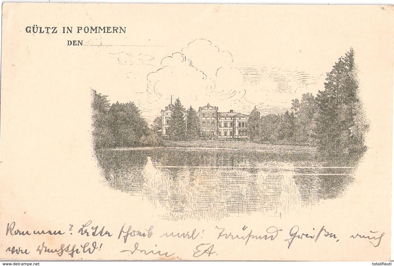 Schloss GÜLTZ In Pommern Lankreis Demmin Autograf Adel Von Maltzahn ? 4.3.1925 Gelaufen - Demmin