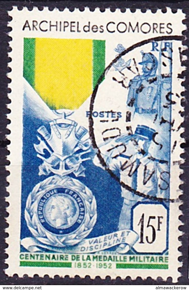 Comores 1952 Centenaire De La Médaille Militaire Yv 12, Mi 35 Oblitéré O, Je Vends Ma Collection! - Used Stamps