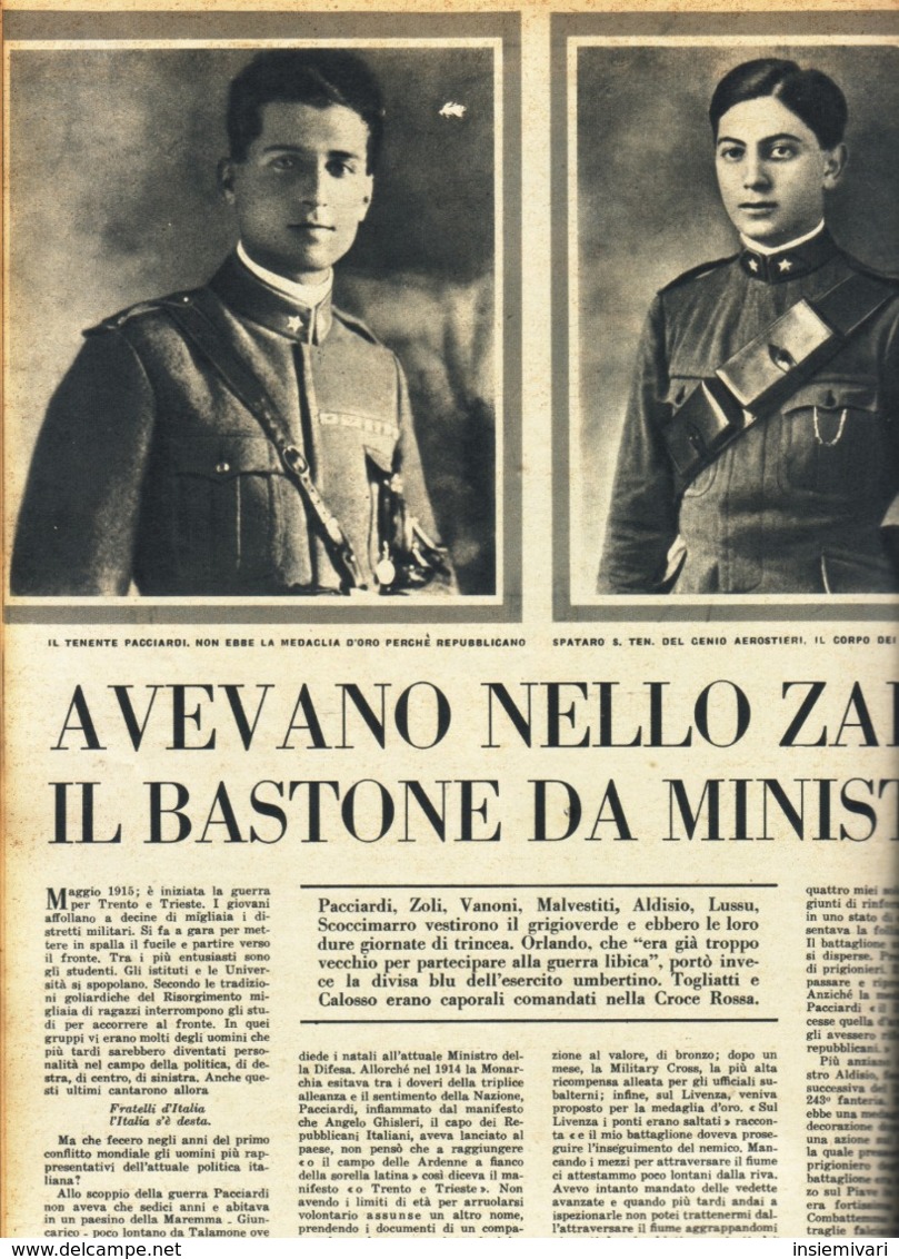 (pagine-pages)UOMINI CELEBRI AL FRONTE  Epoca1952/76. - Altri & Non Classificati