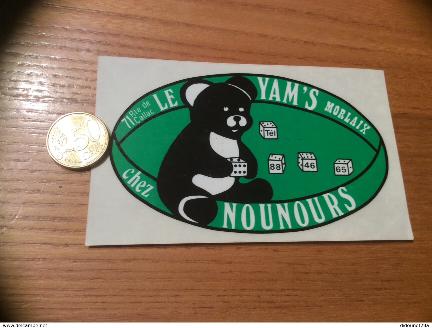 AUTOCOLLANT, Sticker «LE YAM’S Chez NOUNOURS - MORLAIX (29) » (Bar) - Autocollants