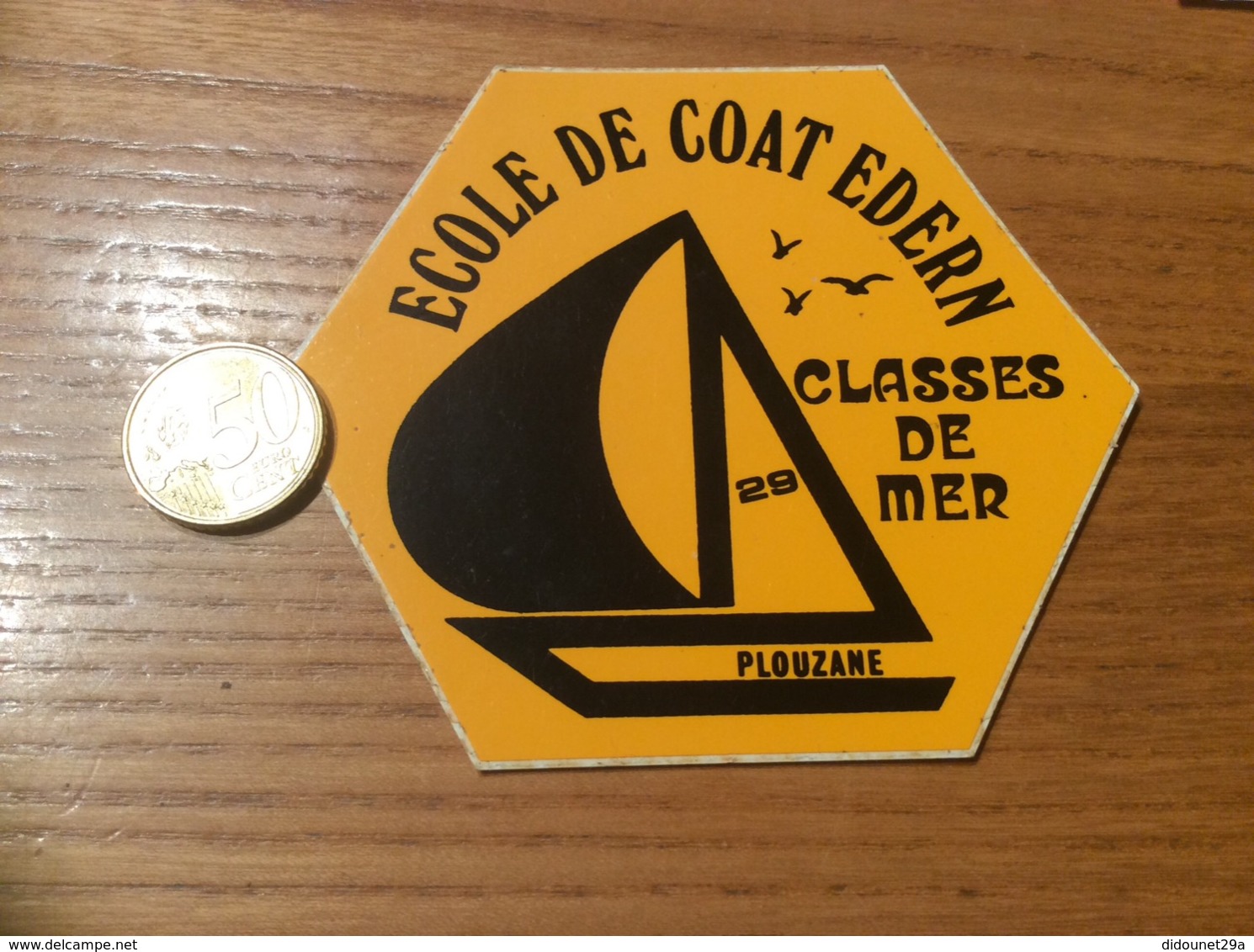 AUTOCOLLANT, Sticker «ÉCOLE DE COAT EDERN - CLASSES DE MER - PLOUZANÉ (29) » (voilier) - Autocollants