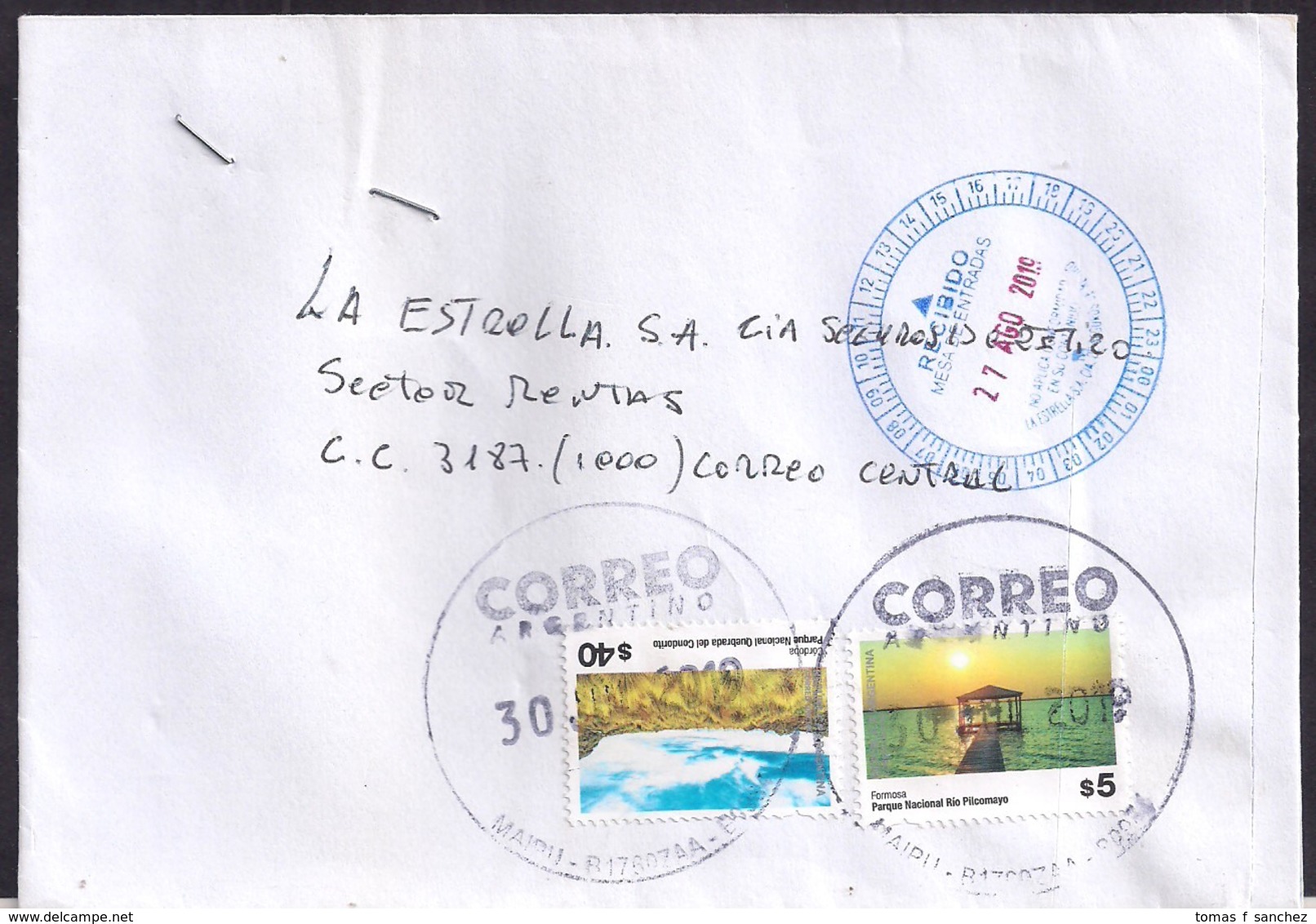 Argentina - 2019 - 3 Lettre - Courrier Ordinaire - Storia Postale