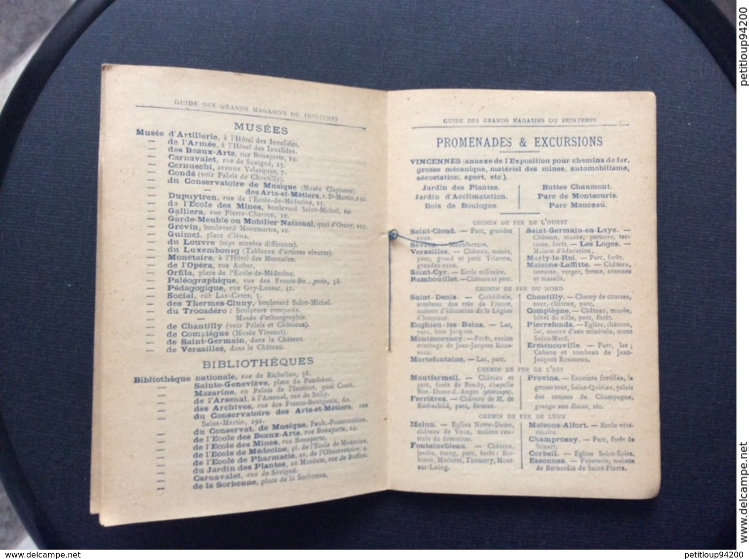 PLAN & GUIDE Offert Par les Grands Magasins du PRINTEMPS Paris  EXPOSITION UNIVERSELLE 1900  Jules Jaluzot & Cie