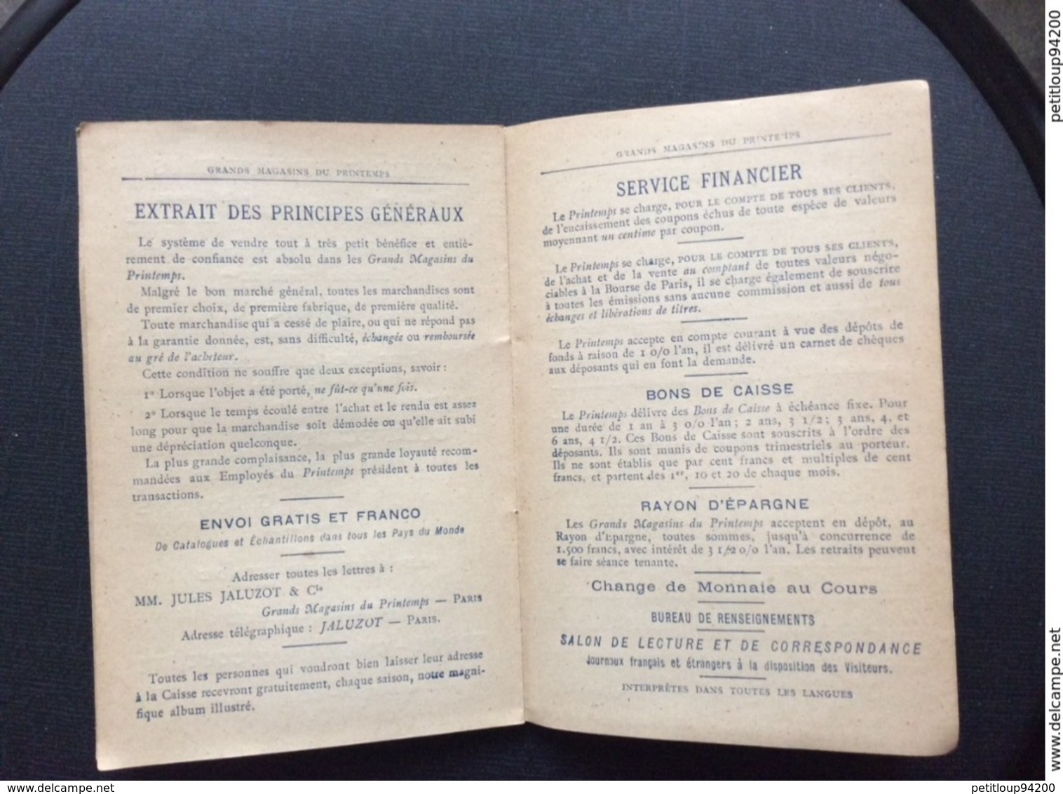 PLAN & GUIDE Offert Par les Grands Magasins du PRINTEMPS Paris  EXPOSITION UNIVERSELLE 1900  Jules Jaluzot & Cie