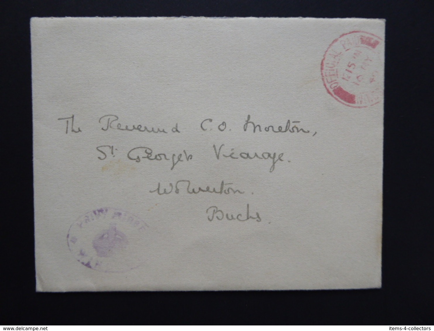 GREAT BRITAIN [UK]  POSTAL COVER   POSTMARK OFFICIAL PAID 1940 WINDSOR - Postmark Collection