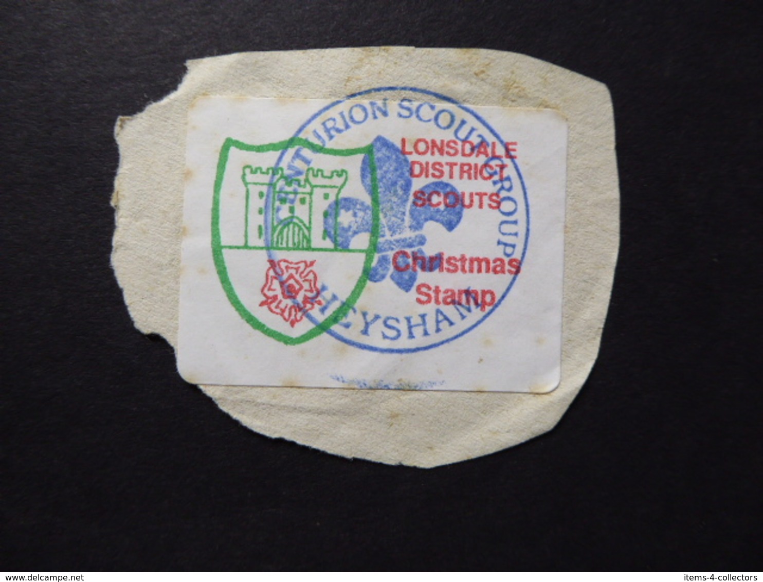 LONSDALE DISTRICT SCOUT CHRISMAS STAMP LABEL  POSTMARK CENTURION SCOUT GROUP HEYSHAM - Vignetten (Erinnophilie)