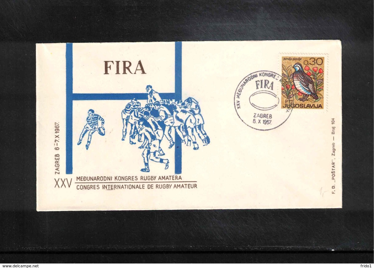 Jugoslawien / Yugoslavia 1967 Zagreb International Amateur Rugby Congress Interesting Cover - Rugby