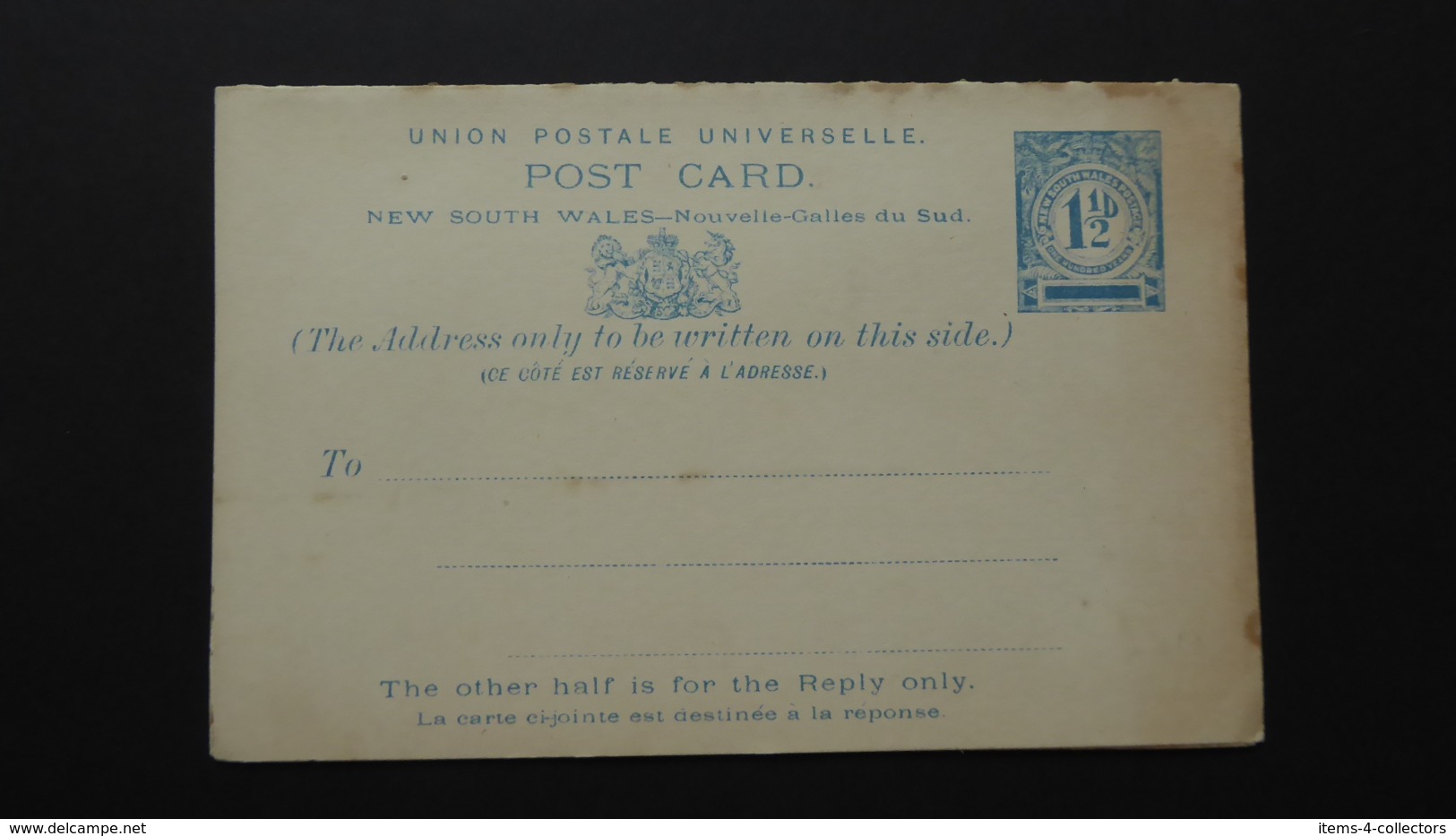 NEW SOUTH WALES PREPAID UNION POSTALE UNIVERSELLE REPLY CARD MINT - Used Stamps