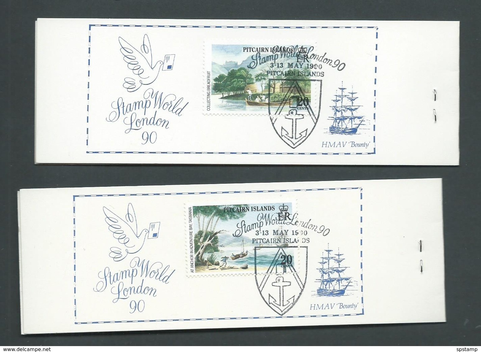 Pitcairn Islands 1990 $1.20 Bicentennial Booklets X 2 With Different Panes Of 3 X 40c Bounty Stamps , London Stamp World - Pitcairn Islands