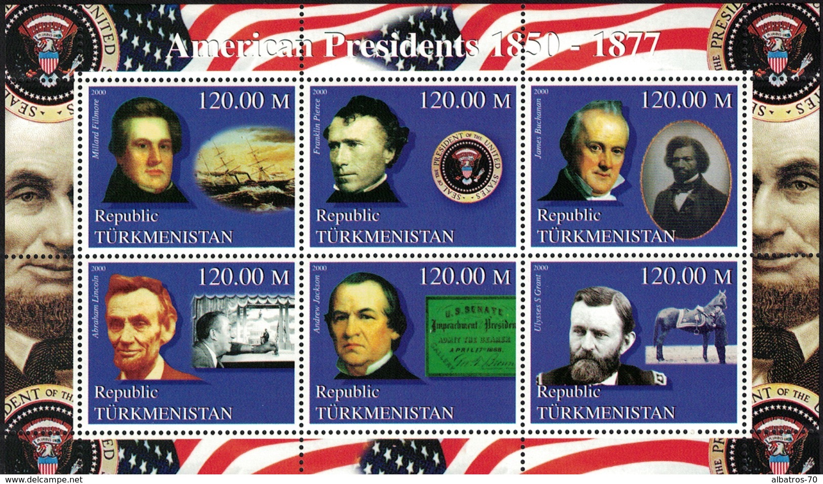 Turkmenistan 2000 _ The Presidents Of America 1789 - 1969 _ 6 X Sheet - MNH ** - George Washington