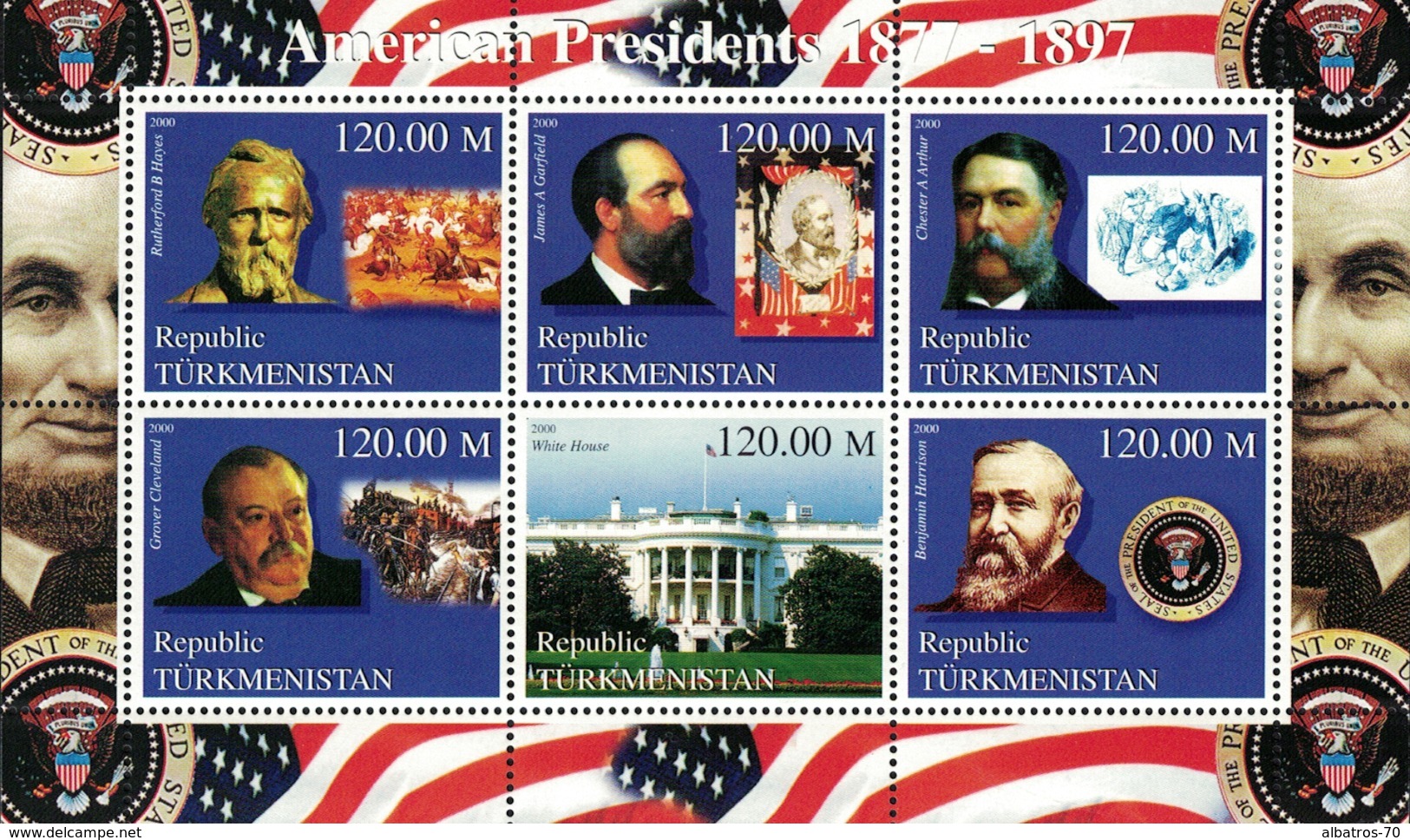 Turkmenistan 2000 _ The Presidents Of America 1789 - 1969 _ 6 X Sheet - MNH ** - George Washington