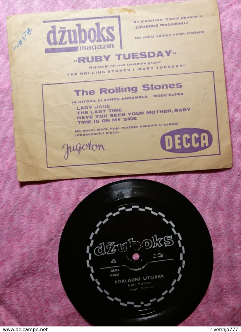 Old Vintage Thin Vynil Plates Jukebox The Rolling Stones Ruby Tuesday Decca - Speciale Formaten
