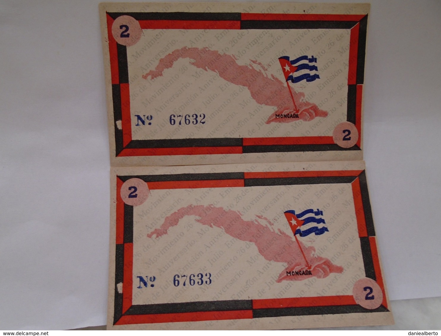 Cuba, 2 Pesos Bonos 1958, Consecutive,Emition Aniversary, Patria Y Libertad, Rare, Scarce, Crisp, UNC, - Cuba